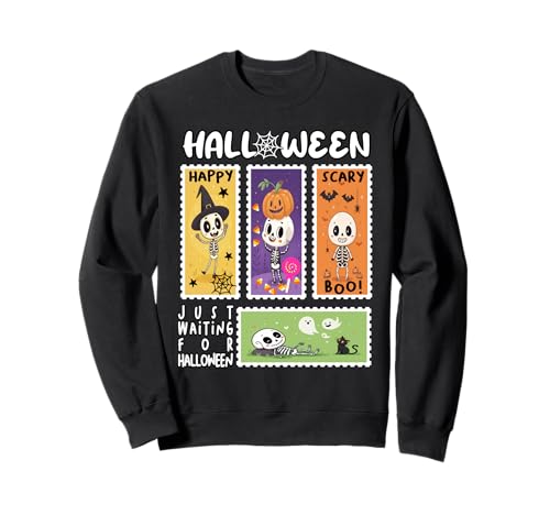 Halloween Porto Stempel Retro Skeleton Halloween Kinder Sweatshirt Halloween Porto Stempel Retro Skeleton Halloween Kinder Sweatshirt von Halloween Ghosts Skelettkürbis Hexen -Outfits