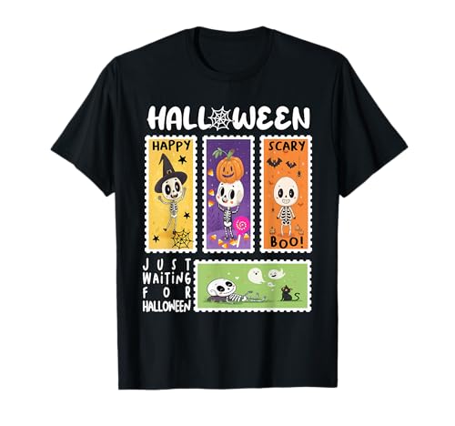 Halloween Porto Stempel Retro Skeleton Halloween Kinder T-Shirt Halloween Porto Stempel Retro Skeleton Halloween Kinder T-Shirt von Halloween Ghosts Skelettkürbis Hexen -Outfits