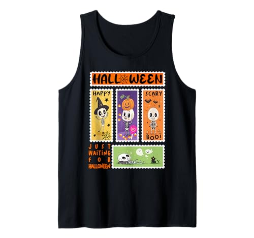 Halloween Porto Stempel Retro Skeleton Halloween Kinder Tank Top Halloween Porto Stempel Retro Skeleton Halloween Kinder Tank Top von Halloween Ghosts Skelettkürbis Hexen -Outfits