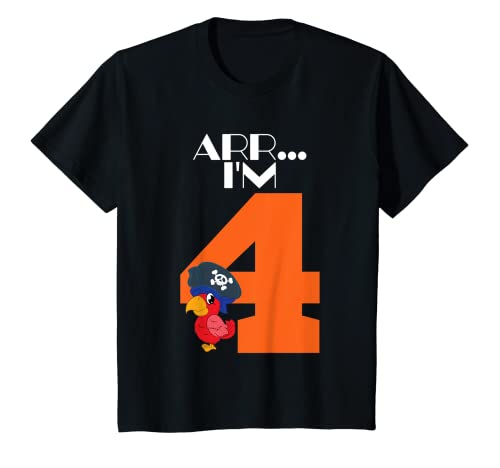 Kinder Arr, I'm Four 4th Birthday Papagei mit Piratenhut-Design T-Shirt Kinder Arr, I'm Four 4th Birthday Papagei mit Piratenhut-Design T-Shirt von Halloween Gift Design T-Shirts
