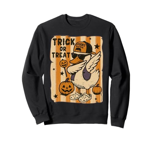 Jungen Halloween Gans Gruseliges Dabbing Kinder Party Stripe Dude Sweatshirt von Halloween Goose Tees of NYC