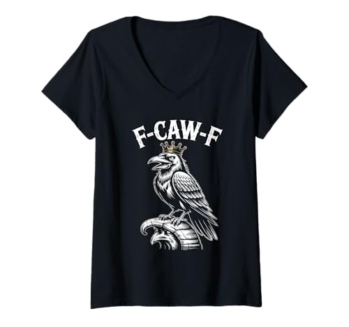 Damen Lustiges F-Caw-F Raben Gothic Humor Halloween Krähen T-Shirt mit V-Ausschnitt Damen Lustiges F-Caw-F Raben Gothic Humor Halloween Krähen T-Shirt mit V-Ausschnitt von Halloween Gothic Humor Krähen Vögel Geschenke