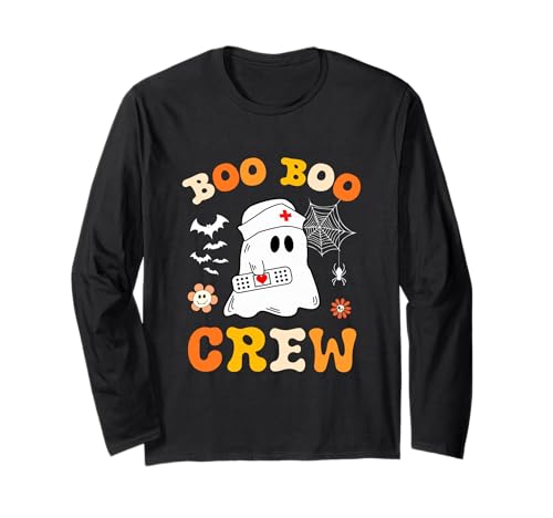 Lustige Ghost Halloween-Krankenschwester für Damen, Groovy Boo Boo Crew Nurse Langarmshirt von Halloween Groovy Boo Boo Crew Nurse women Ghost