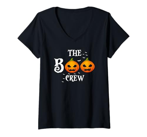 Damen Lustige Boo Crew mit Kürbissen für Halloween T-Shirt mit V-Ausschnitt Damen Lustige Boo Crew mit Kürbissen für Halloween T-Shirt mit V-Ausschnitt von Halloween Gruppe mit Kürbis Humor