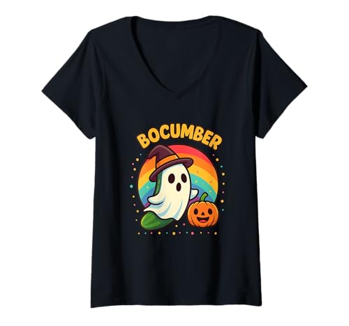 Damen Boocumber Lustiges Halloween Gurke Geist Kostüm Shirt T-Shirt mit V-Ausschnitt Damen Boocumber Lustiges Halloween Gurke Geist Kostüm Shirt T-Shirt mit V-Ausschnitt von Halloween Gurke Boocumber Lustig Geist Kostüm