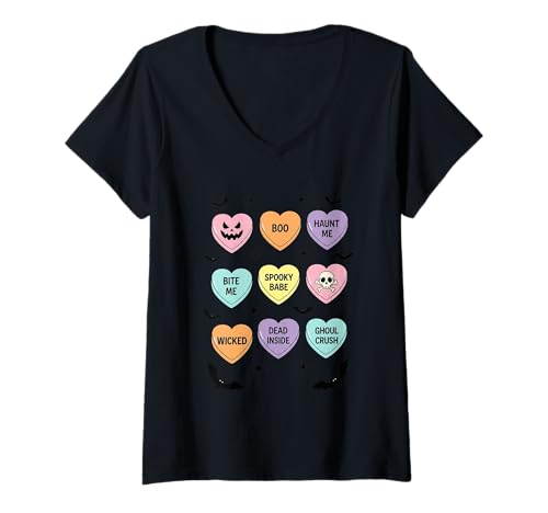 Damen Gruseliges Babe Boo verfolgt Mich, beiß Mich, Halloween T-Shirt mit V-Ausschnitt Damen Gruseliges Babe Boo verfolgt Mich, beiß Mich, Halloween T-Shirt mit V-Ausschnitt von Halloween Heart Fun Spooky Phrases