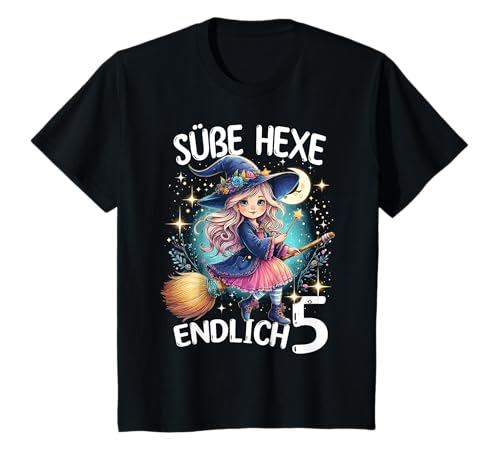Kinder Süße Hexe Endlich 5 Geburtstag Hexen Kostüm Halloween T-Shirt Kinder Süße Hexe Endlich 5 Geburtstag Hexen Kostüm Halloween T-Shirt von Halloween Hexen Geburtstag Party Kinder