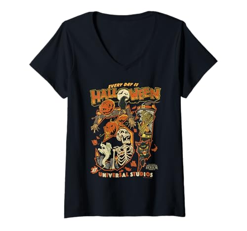 Damen Halloween Horror Nights HHN Every Day is Halloween T-Shirt mit V-Ausschnitt Damen Halloween Horror Nights HHN Every Day is Halloween T-Shirt mit V-Ausschnitt von Halloween Horror Nights