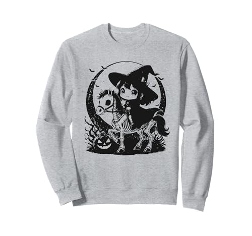 Hexe Reitpferd Skelett niedlich gruselig Halloween Mädchen Sweatshirt von Halloween Horse Lover Outfits Girls Women