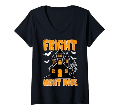 Damen Halloween - Fright Night Modus T-Shirt mit V-Ausschnitt Damen Halloween - Fright Night Modus T-Shirt mit V-Ausschnitt von Halloween Humor Apparel