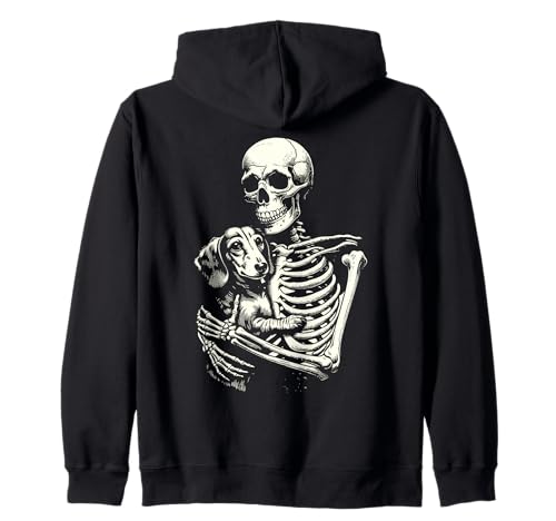 Skelett hält Dackel Hundeliebhaber Dackel Mama Papa Kapuzenjacke Skelett hält Dackel Hundeliebhaber Dackel Mama Papa Kapuzenjacke von Halloween Hunde & Co.