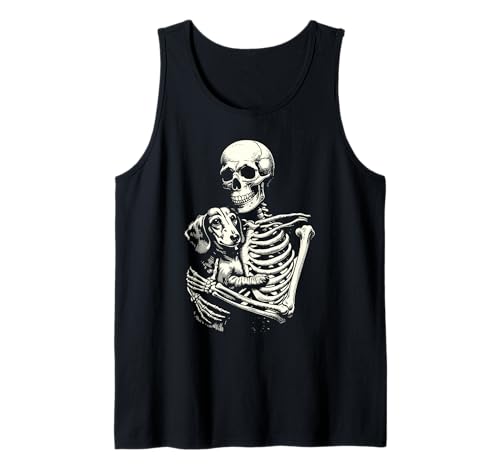 Skelett hält Dackel Hundeliebhaber Dackel Mama Papa Tank Top Skelett hält Dackel Hundeliebhaber Dackel Mama Papa Tank Top von Halloween Hunde & Co.