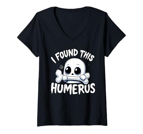 Damen Funny Boo Crew Halloween I Found This Humerus T-Shirt mit V-Ausschnitt Damen Funny Boo Crew Halloween I Found This Humerus T-Shirt mit V-Ausschnitt von Halloween Jokes