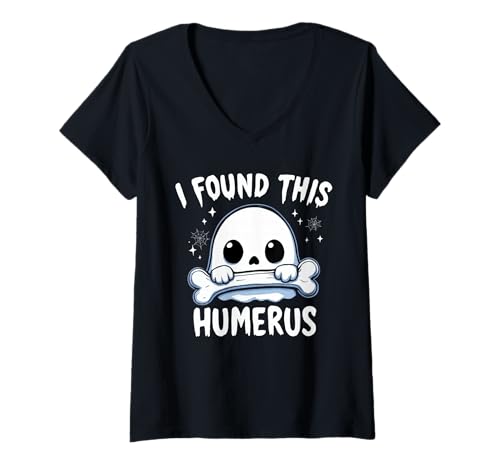 Damen Funny Boo Crew Halloween I Found This Humerus T-Shirt mit V-Ausschnitt Damen Funny Boo Crew Halloween I Found This Humerus T-Shirt mit V-Ausschnitt von Halloween Jokes