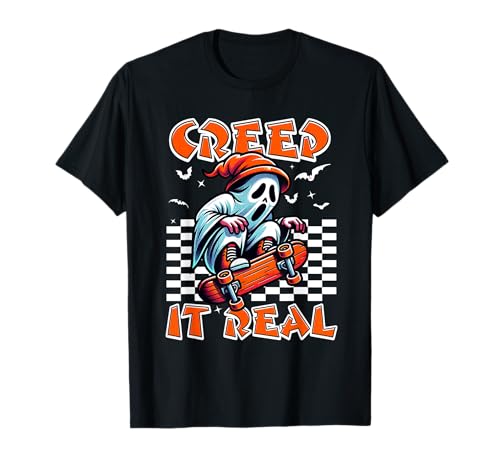 Halloween Kostüm Kinder Geist Skater Jungen Mädchen Teenager T-Shirt Halloween Kostüm Kinder Geist Skater Jungen Mädchen Teenager T-Shirt von Halloween Junge creepy spooky Shirts