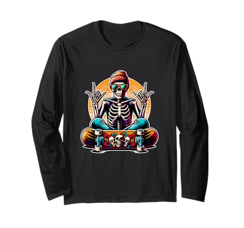 Halloween Kostüm Kinder Skelett Skater Jungen Teenager Langarmshirt Halloween Kostüm Kinder Skelett Skater Jungen Teenager Langarmshirt von Halloween Junge creepy spooky Shirts
