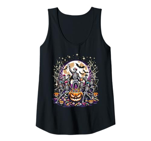 Damen Halloween K-Pop Boy Band Skelette Lazy Kostüm Tank Top von Halloween K-Pop Fan Outfits Girls Women