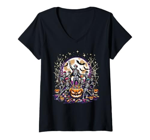 Damen K-Pop Halloween T-Shirt mit V-Ausschnitt von Halloween K-Pop Fan Outfits Girls Women