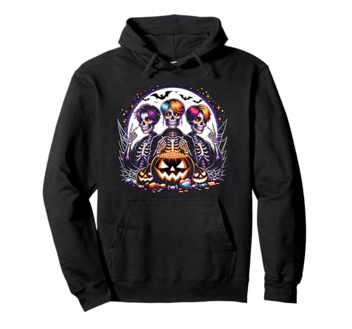 Halloween K-Pop Boy Band Skelette Pullover Hoodie von Halloween K-Pop Fan Outfits Girls Women