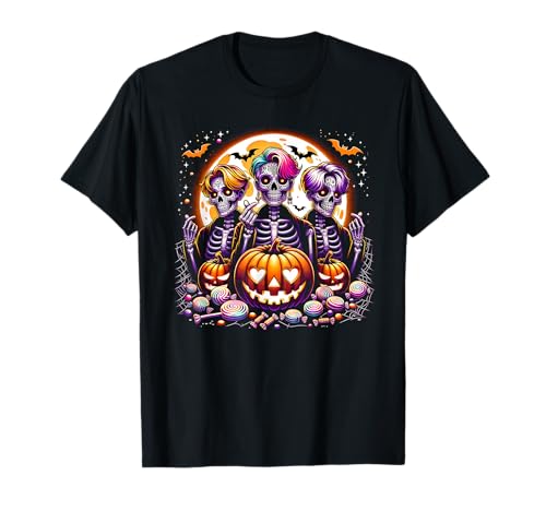 Halloween K-Pop Boy Band Skelette T-Shirt von Halloween K-Pop Fan Outfits Girls Women