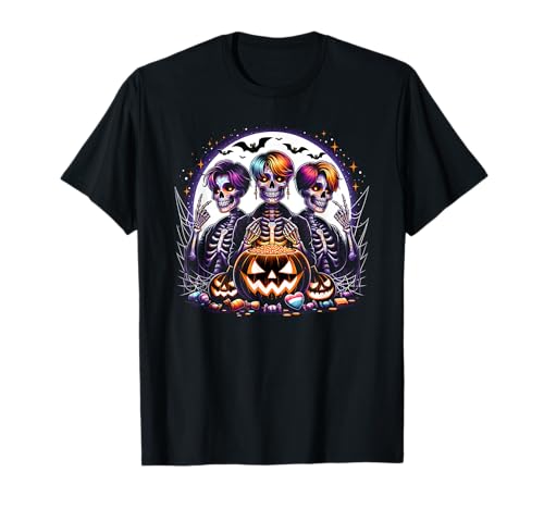 Halloween K-Pop Boy Band Skelette T-Shirt von Halloween K-Pop Fan Outfits Girls Women