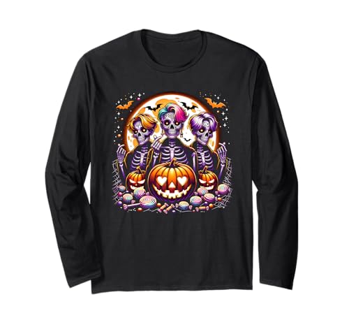 Halloween K-Pop Skelette Mädchen Grafik Langarmshirt von Halloween K-Pop Fan Outfits Girls Women