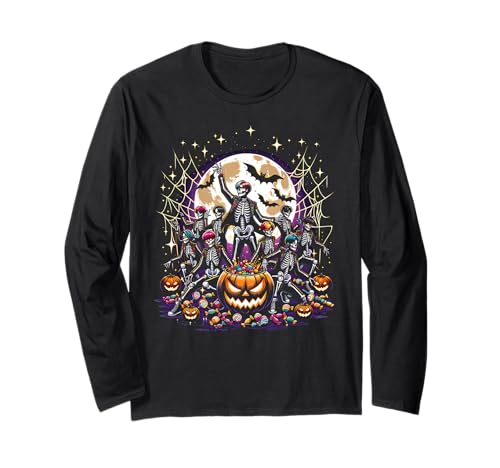 Halloween K-Pop Skelette Mädchen Grafik Langarmshirt von Halloween K-Pop Fan Outfits Girls Women