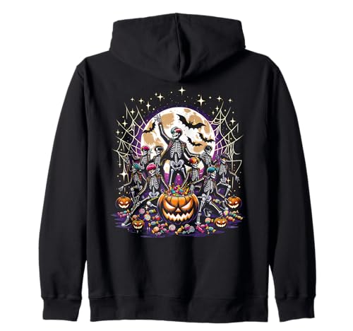 Mädchen Halloween K-Pop Boy Band Skelette Grafik Kapuzenjacke von Halloween K-Pop Fan Outfits Girls Women