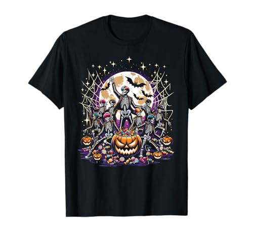 Mädchen Halloween K-Pop Boy Band Skelette Grafik T-Shirt von Halloween K-Pop Fan Outfits Girls Women