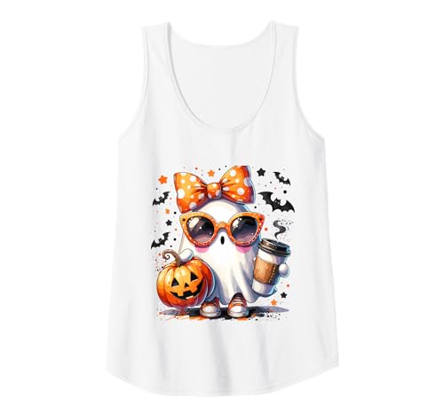 Damen Lustiger Geist mit Kaffee Halloween Tank Top Damen Lustiger Geist mit Kaffee Halloween Tank Top von Halloween Kaffee Geist Humor