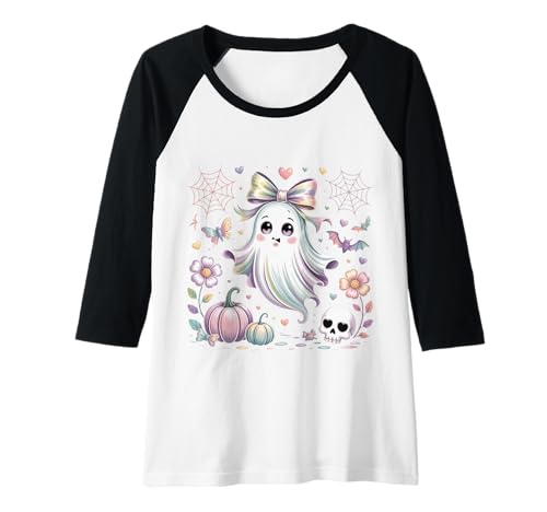 Damen Kawaii Geist Pastell Halloween Raglan Damen Kawaii Geist Pastell Halloween Raglan von Halloween Kawaii Süß Lustig