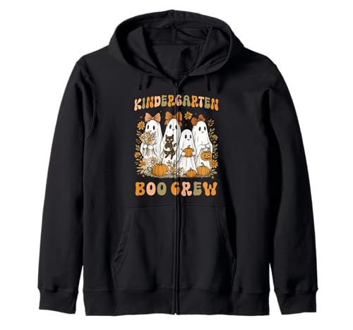 Boo Crew Kindergarten Lehrer Halloween Floral Ghost Women Kapuzenjacke von Halloween Kindergarten Teacher Wildflower Girl Kid