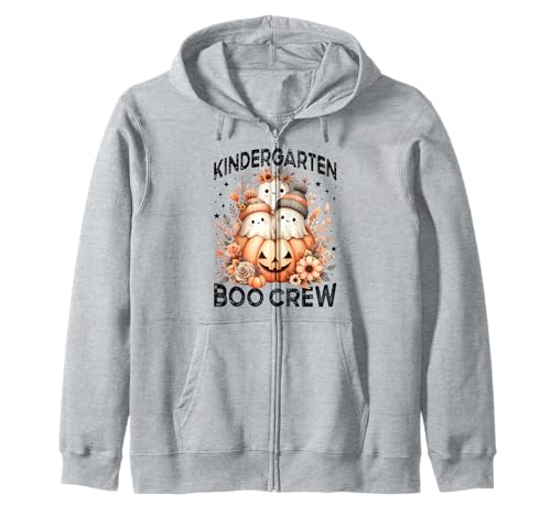 Boo Crew Kindergarten Lehrer Halloween Floral Ghost Women Kapuzenjacke von Halloween Kindergarten Teacher Wildflower Girl Kid