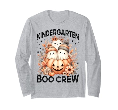 Boo Crew Kindergarten Lehrer Halloween Floral Ghost Women Langarmshirt von Halloween Kindergarten Teacher Wildflower Girl Kid