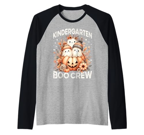 Boo Crew Kindergarten Lehrer Halloween Floral Ghost Women Raglan von Halloween Kindergarten Teacher Wildflower Girl Kid