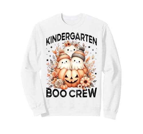Boo Crew Kindergarten Lehrer Halloween Floral Ghost Women Sweatshirt von Halloween Kindergarten Teacher Wildflower Girl Kid