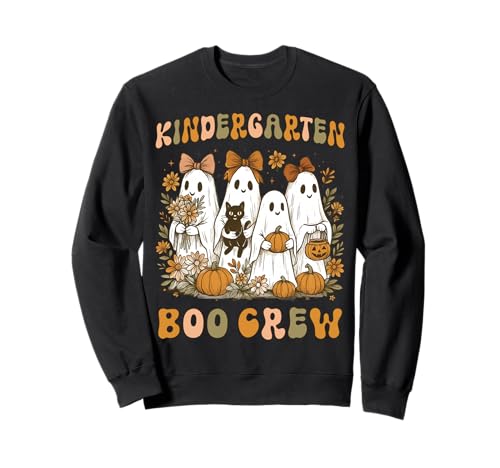 Boo Crew Kindergarten Lehrer Halloween Floral Ghost Women Sweatshirt von Halloween Kindergarten Teacher Wildflower Girl Kid