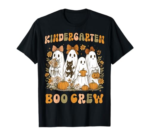 Boo Crew Kindergarten Lehrer Halloween Floral Ghost Women T-Shirt von Halloween Kindergarten Teacher Wildflower Girl Kid