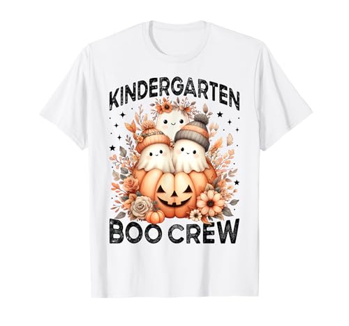 Boo Crew Kindergarten Lehrer Halloween Floral Ghost Women T-Shirt von Halloween Kindergarten Teacher Wildflower Girl Kid