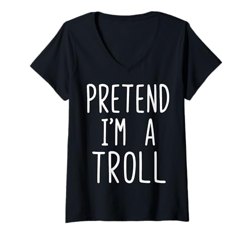 Damen Pretend I'm A Troll T-Shirt mit V-Ausschnitt Damen Pretend I'm A Troll T-Shirt mit V-Ausschnitt von Halloween Kostüm Charakter Rollenspiel Troll