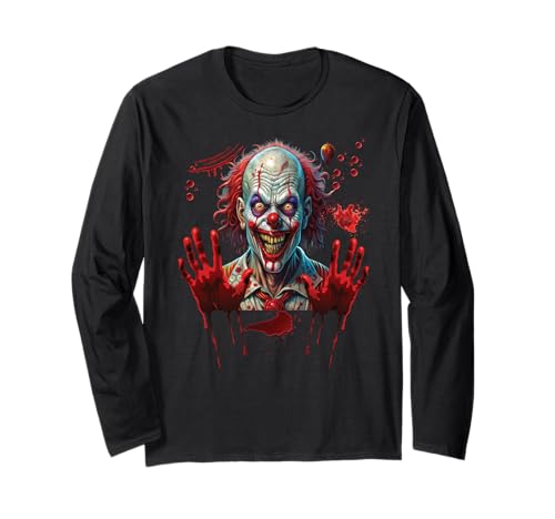 Blutige Hände Halloween Blutspritzer Clown Kostüm Herren Langarmshirt von Halloween Kostüm Damen Blut Clown Verkleidung