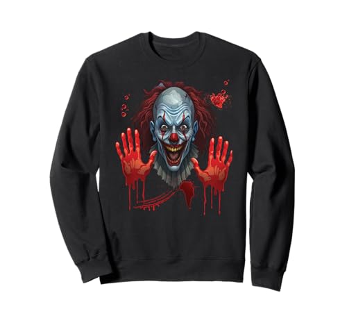 Blutige Hände Halloween Blutspritzer Clown Kostüm Herren Sweatshirt von Halloween Kostüm Damen Blut Clown Verkleidung