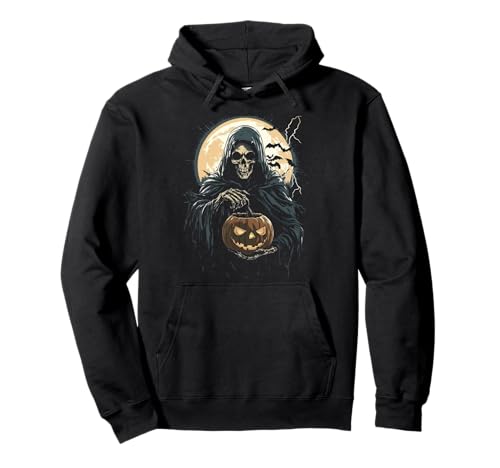 Halloween Kürbis Frauen Deko Männer Sensenmann Halloween Pullover Hoodie von Halloween Kostüm Damen Herren Halloween Outfit
