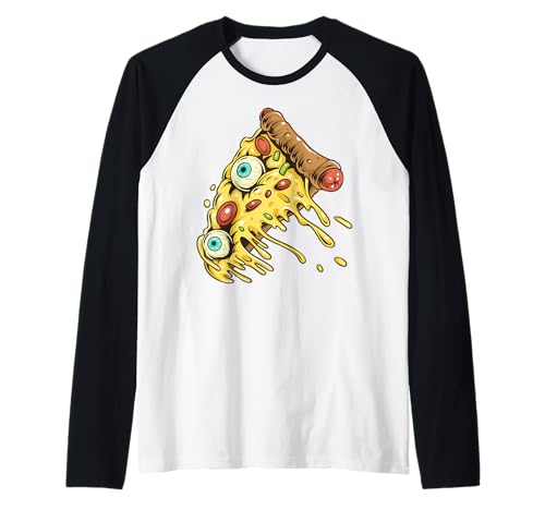 Halloween Augapfel Pizza Gruselig Frauen Männer Raglan Halloween Augapfel Pizza Gruselig Frauen Männer Raglan von Halloween Kostüm Gruselig Süßes oder Saures