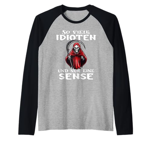 Halloween Kostüm Kinder lustiges Sensenmann Zombie Skelett Raglan von Halloween Kostüm Herren Grusel Deko Party Geschenk