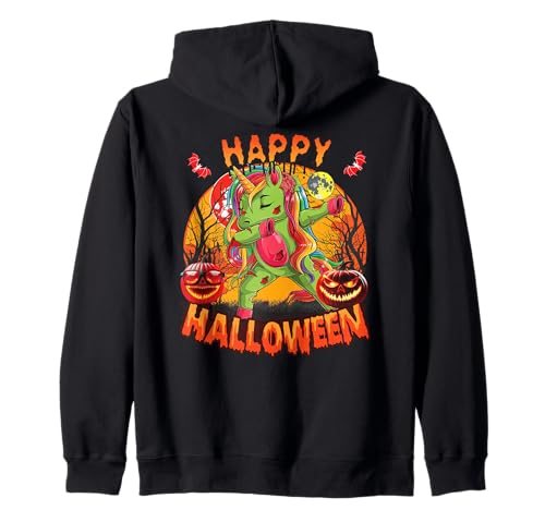 Dab Skelett Einhorn Halloween Kostüm Kinder Unicorn Zombie Kapuzenjacke von Halloween Kostüm Mädchen & Damen Einhorn