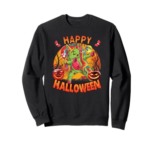 Dab Skelett Einhorn Halloween Kostüm Kinder Unicorn Zombie Sweatshirt von Halloween Kostüm Mädchen & Damen Einhorn