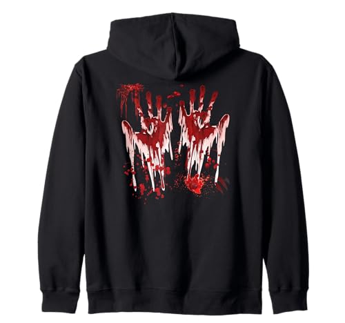 Halloween Blutige Hände Blutspritzer Zombie Kostüm Herren Kapuzenjacke von Halloween Kostüm Vampir Verkleidung Damen