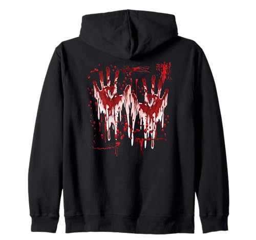 Halloween Blutige Hände Blutspritzer Zombie Kostüm Herren Kapuzenjacke von Halloween Kostüm Vampir Verkleidung Damen