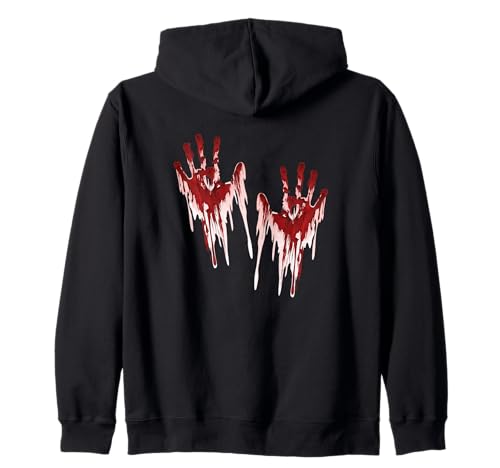 Halloween Blutige Hände Blutspritzer Zombie Kostüm Herren Kapuzenjacke von Halloween Kostüm Vampir Verkleidung Damen